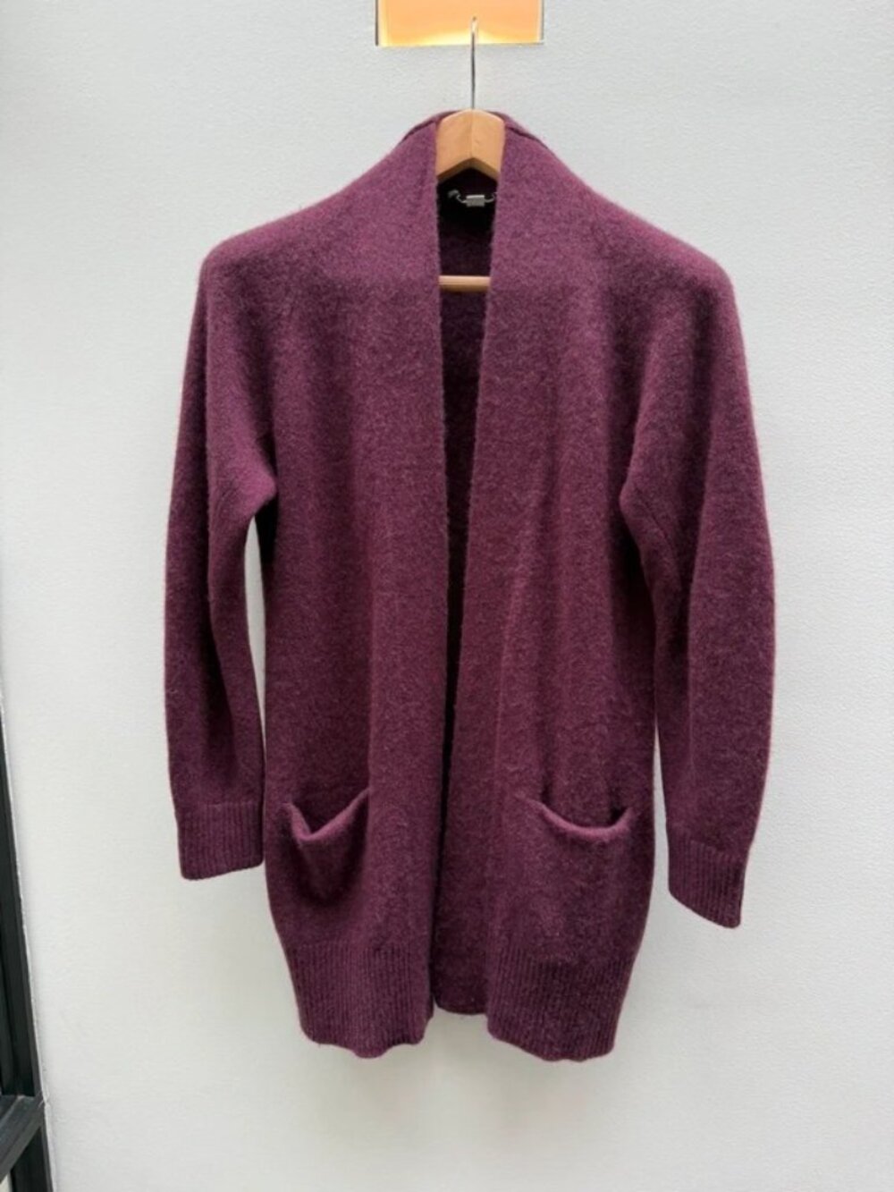 Vince Cashmere Half-Length Open Front Cardigan, Aubergine Purple, Size S